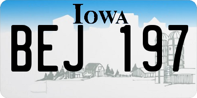 IA license plate BEJ197