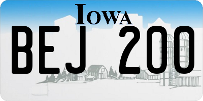 IA license plate BEJ200