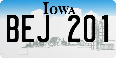 IA license plate BEJ201