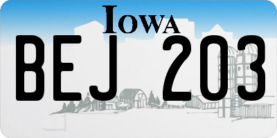 IA license plate BEJ203