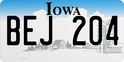 IA license plate BEJ204