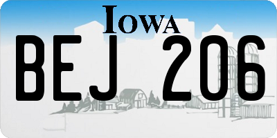IA license plate BEJ206
