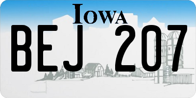 IA license plate BEJ207