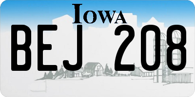 IA license plate BEJ208