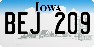 IA license plate BEJ209