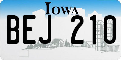 IA license plate BEJ210