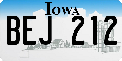 IA license plate BEJ212
