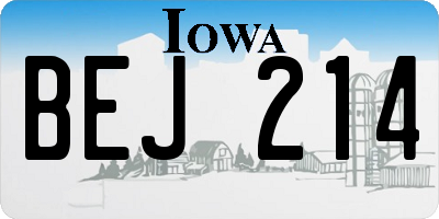 IA license plate BEJ214