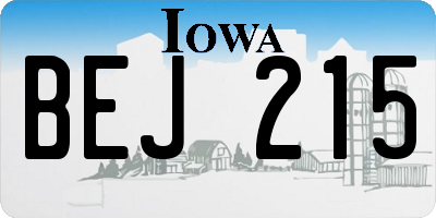 IA license plate BEJ215
