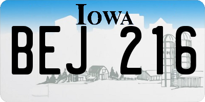 IA license plate BEJ216