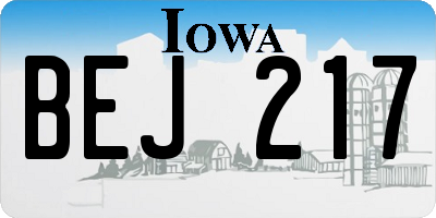 IA license plate BEJ217