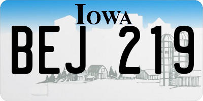 IA license plate BEJ219