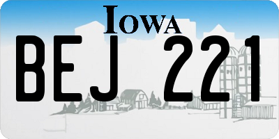 IA license plate BEJ221