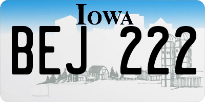 IA license plate BEJ222