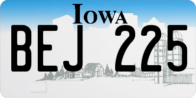 IA license plate BEJ225