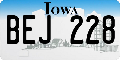 IA license plate BEJ228