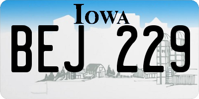 IA license plate BEJ229