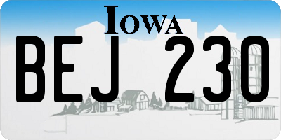IA license plate BEJ230