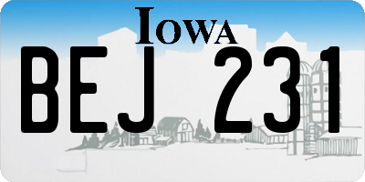 IA license plate BEJ231