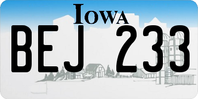 IA license plate BEJ233