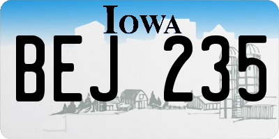 IA license plate BEJ235