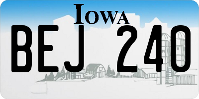 IA license plate BEJ240
