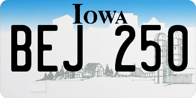 IA license plate BEJ250