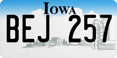 IA license plate BEJ257