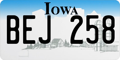 IA license plate BEJ258