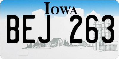 IA license plate BEJ263