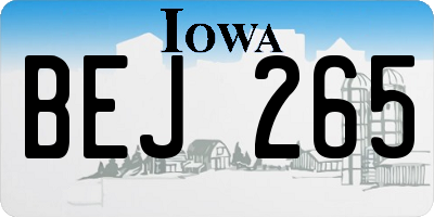 IA license plate BEJ265