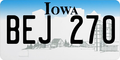 IA license plate BEJ270