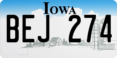 IA license plate BEJ274