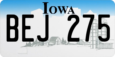IA license plate BEJ275