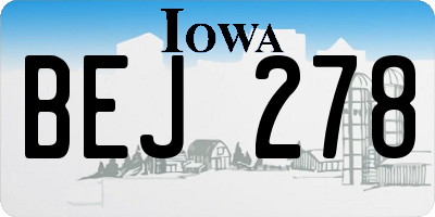 IA license plate BEJ278