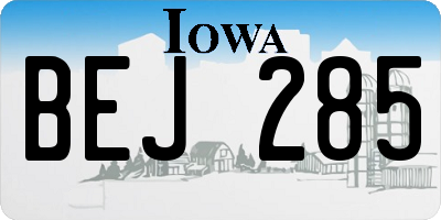 IA license plate BEJ285