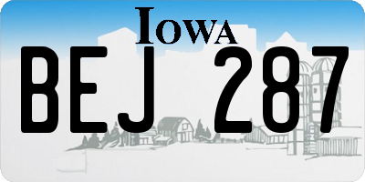 IA license plate BEJ287
