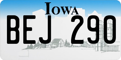 IA license plate BEJ290