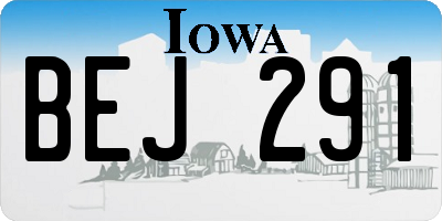 IA license plate BEJ291