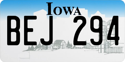 IA license plate BEJ294