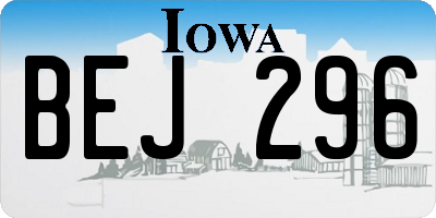 IA license plate BEJ296
