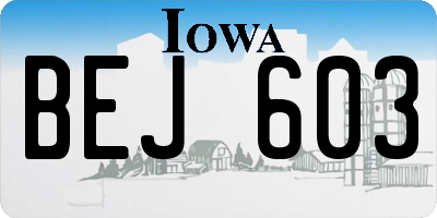 IA license plate BEJ603