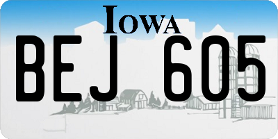 IA license plate BEJ605