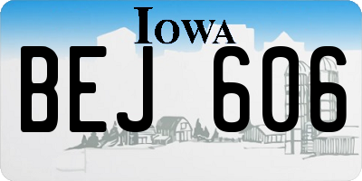 IA license plate BEJ606