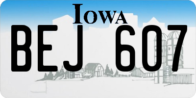 IA license plate BEJ607
