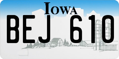IA license plate BEJ610