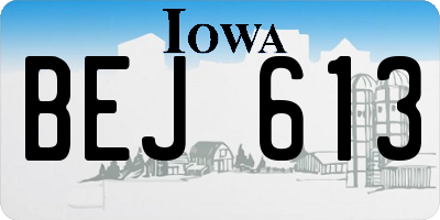 IA license plate BEJ613