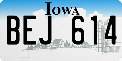 IA license plate BEJ614