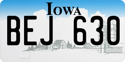 IA license plate BEJ630