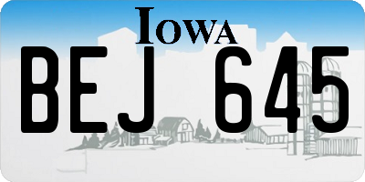 IA license plate BEJ645
